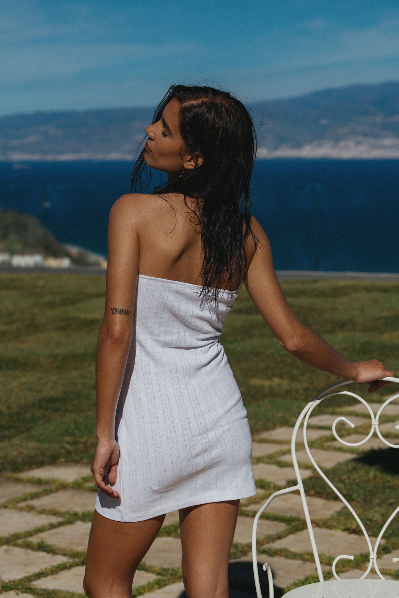 Cora Bandeau Dress (White)