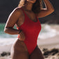 One-Piece swimsuit with red color bright swimwear
